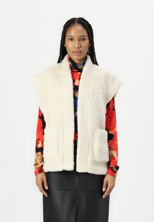 Le carré de la mode| Only femme sandra teddy waistcoat beige textile