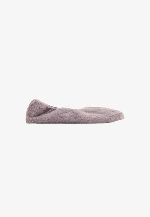 Lichtpaarse slipper met een zachte, pluche textuur, afgeronde vorm en minimalistisch ontwerp. Bevat een lage profiel voor eenvoudig dragen.