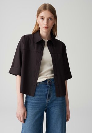 OPUS LOOSE FIT 3/4 SLEEVE - Button-down blouse - midnight brown