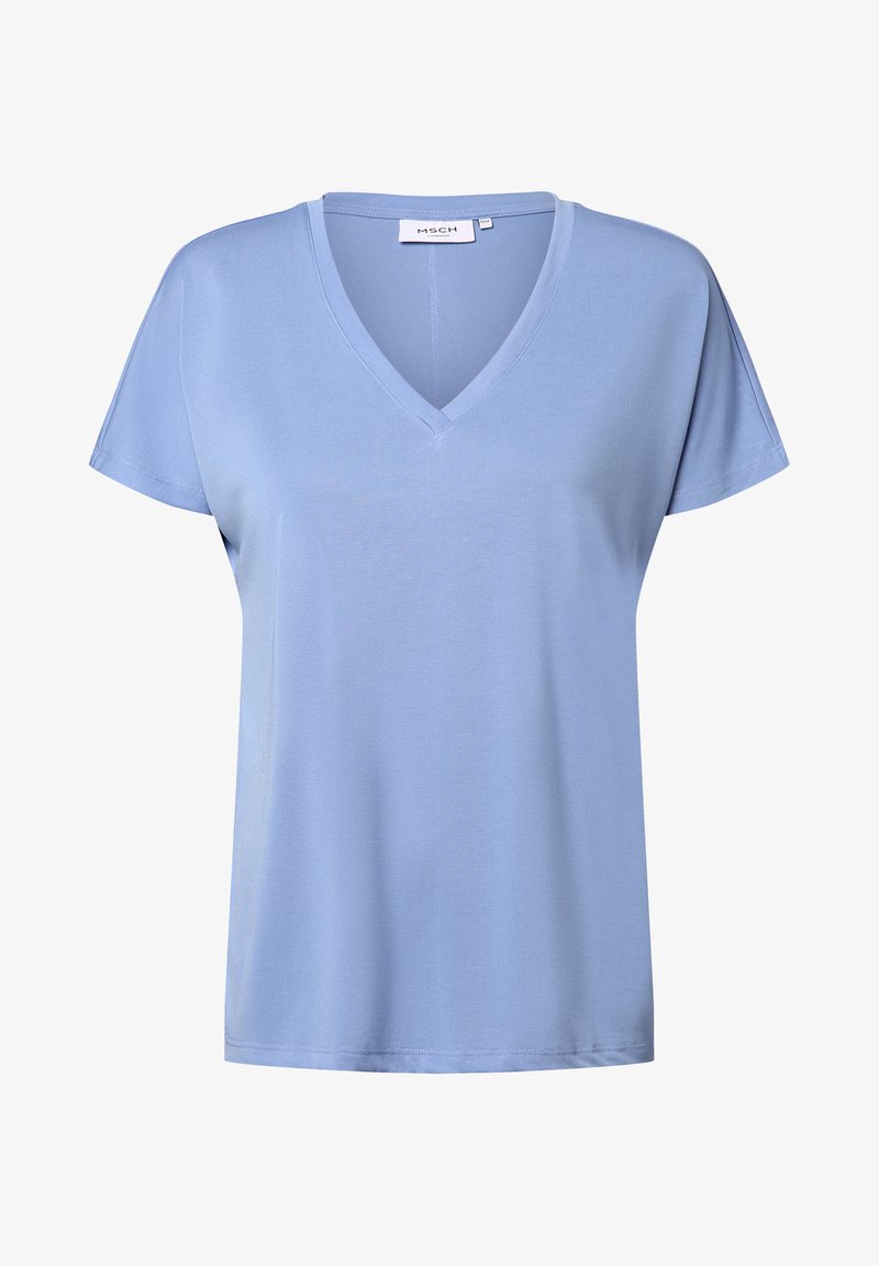 MSCH Copenhagen FENYA V NECK TEE - T-shirt basic - hellblau