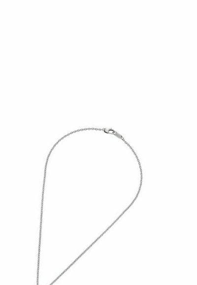 Hopeaketju hopeasta, jossa on minimalistinen muotoilu, sileä pinta ja hakaskiinnitys. Ketju on ohut ja herkkä ulkonäöltään.