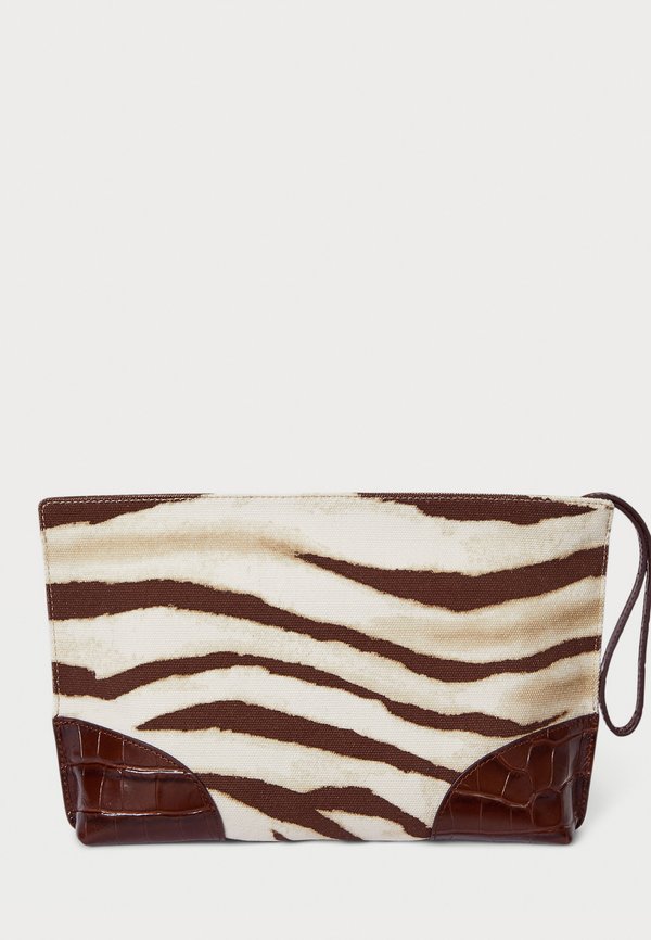 ZEBRA-PRINT CANVAS & LEATHER LARGE POUCH - Clutch4