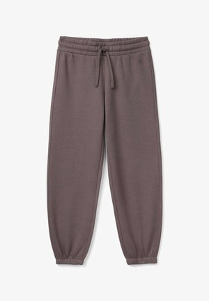 Grijze sweatpants van zacht materiaal, voorzien van een elastische tailleband met een trekkoord, taps toelopende manchetten en zijnaad voor een ontspannen pasvorm.