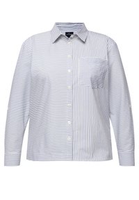 Camicia a maniche lunghe con bottoni, a strisce bianche e azzurro chiaro, dotata di una tasca sul petto e colletto classico. Realizzata in un tessuto leggero.