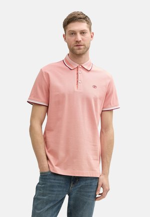 Polo - hazy coral white fine stripe
