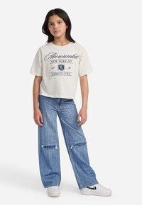 Abercrombie & Fitch HIGH RISE ULTRA WIDE LEG - Vaqueros rectos - twilight
