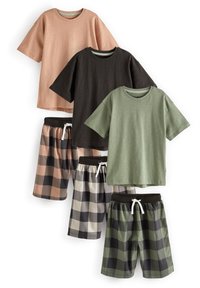 Next - CHECK 3 PACK STANDARD - Nachtwäsche Set - black khaki blush Thumbnail-Bild 1