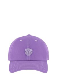 Paarse baseballpet van katoen. Voorzien van een geborduurd logo aan de voorkant, gestikte details en een gebogen klep.