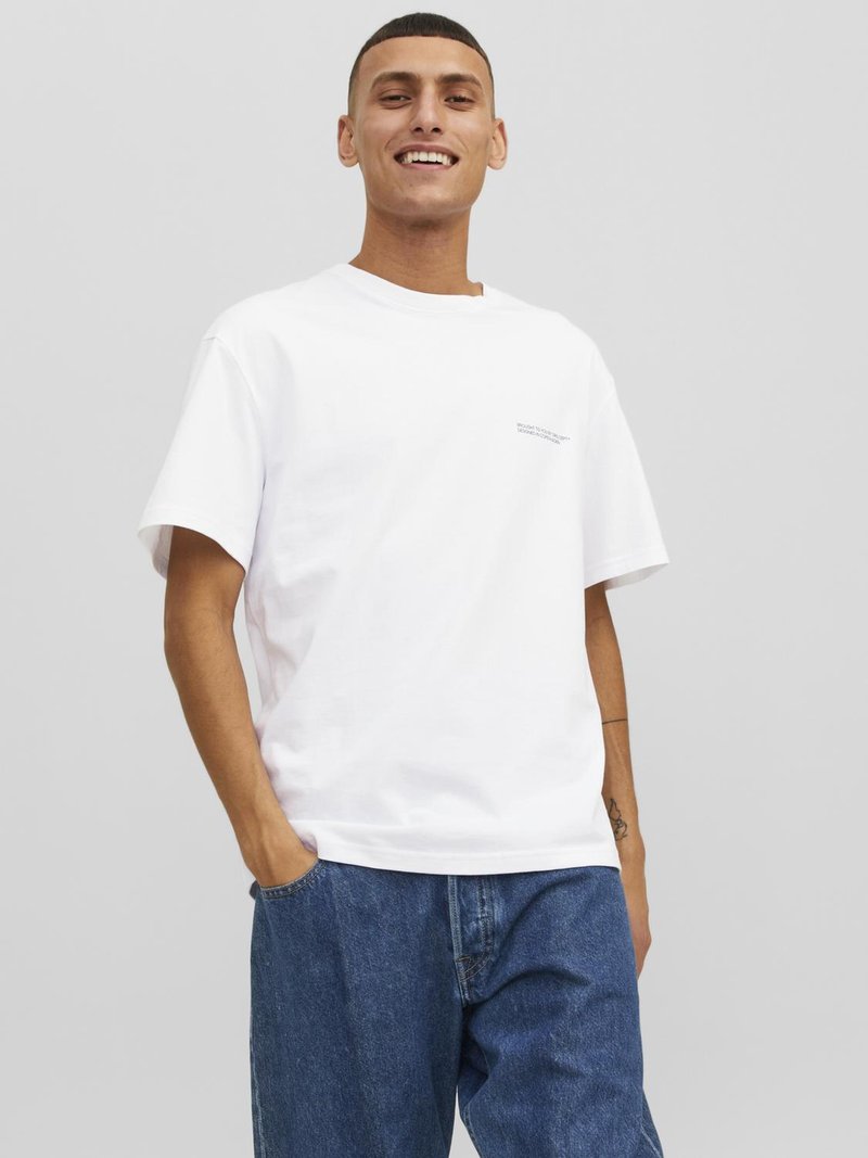 Jack & Jones JORVESTERBRO BACK SS CREW NECK  - Trükipildiga T-särk - bright white