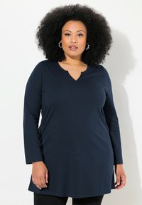 Ulla Popken NOTCH NECKLINE  - Top s dlouhým rukávem - navy blue
