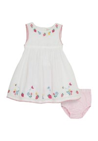 JoJo Maman Bébé - SEASHELL EMBROIDERED REGULAR FIT - Hverdagskjole - white strawberry Miniaturebillede 1