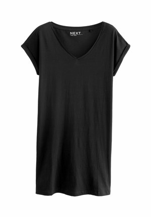 V-NECK CAPPED SLEEVE  - Jerseyklänning - black