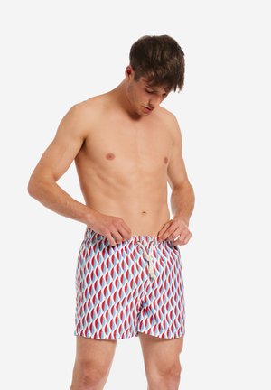 Shorts da mare - rosso-blu chiaro stampa grafica