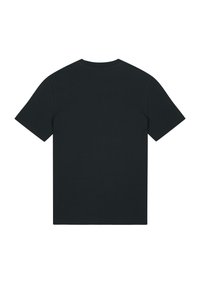 Zwarte T-shirt met korte mouwen en een ronde hals, gemaakt van stevige katoen, met een minimalistisch ontwerp zonder zichtbare patronen of accenten.