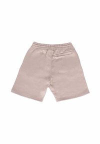 Beige sportsbukser lavet af blødt stof, med elastisk talje og en enkelt baglomme; designet med en afslappet pasform og lige kant.