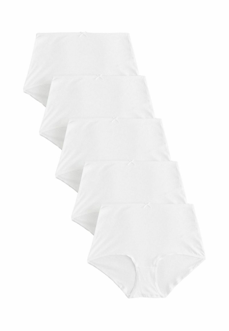 Pakket van vijf witte katoenen onderbroekjes met een hoge taille, een gladde textuur en kleine decoratieve strikjes op de tailleband.