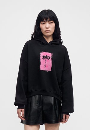 Palm Angels, BRUSHED PALM TREE LOOSE HOODIE - Суитшърт с качулка - black/pink