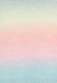 Tissu tricoté présentant un motif dégradé passant d'un bleu pâle en bas à un rose tendre et crème en haut. Texture lisse.