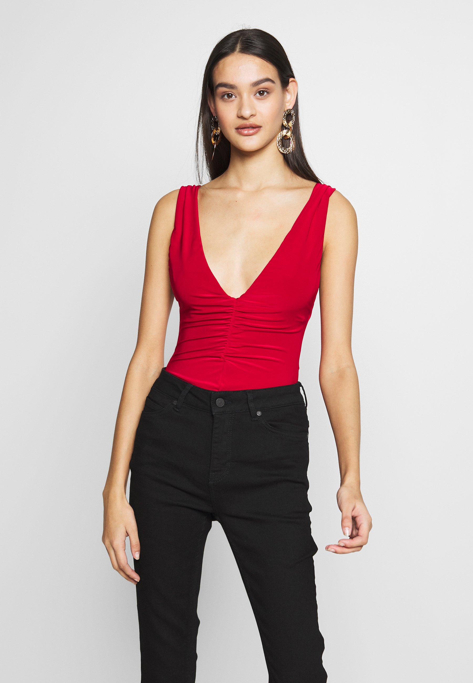 Club L London Backless Plunge Top Red Rot Zalando De