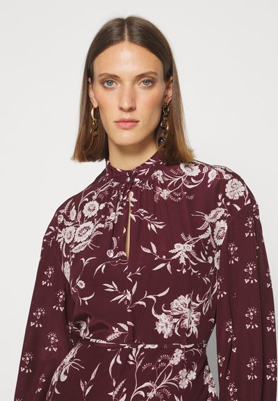 Erdem LONG SLEEVE ASYMETRICAL DRESS WITH TIERED HEM - Maxikleid - burgundy