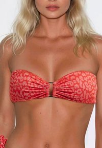 Flavia Valentini LEOPARD BANDEAU TIE-SIDE SET - Bikini - red