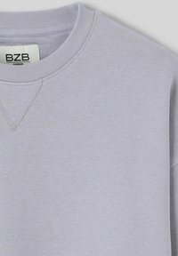 Sweatshirt oversized en lavande avec un col rond, des poignets côtelés et un détail en V au niveau de l'encolure. Fabriqué en tissu doux en mélange de coton.