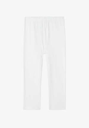 Leggings blancs en matériau doux et extensible, avec une taille élastique et un design simple sans motifs ni accents.