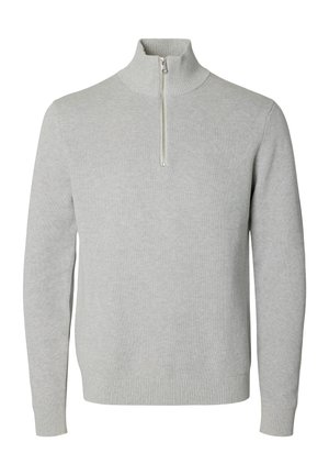 Selected, SLMDANE HALF ZIP - Trui - light grey melange