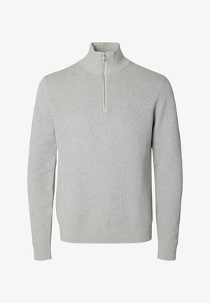 Selected, SLMDANE HALF ZIP - Trui - light grey melange