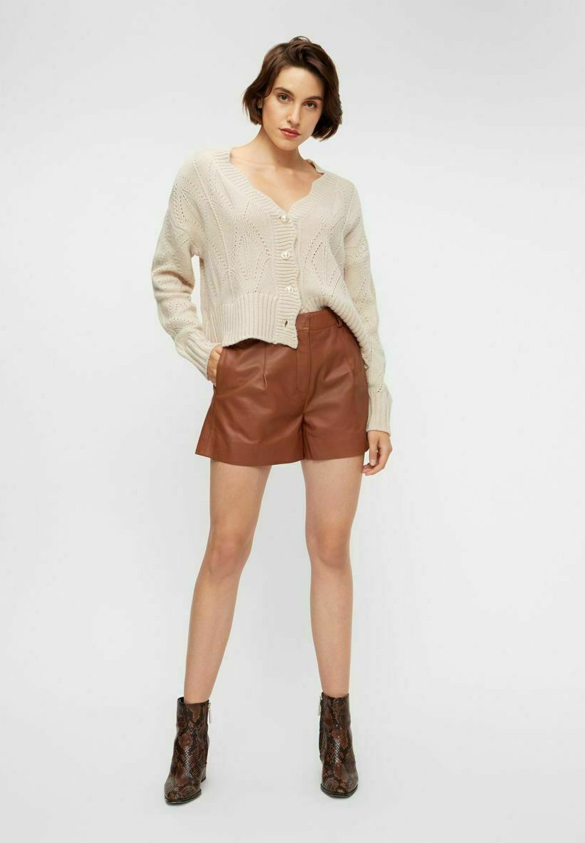 YAS Leren broek - tobacco brown/gemêleerd bruin - Zalando.be