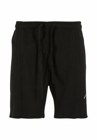 Svarta sportshorts gjorda av texturerat tyg, med elastisk midja, dragsko och diskret logotyp på underbenet.