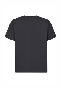 Černé bavlněné tričko s kulatým výstřihem, krátkými rukávy a volným střihem. Minimalistické detaily s hladkým povrchem a rovnoměrným prošíváním.