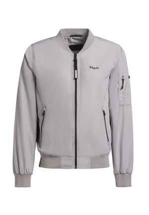 Heledane lõhehall bomber-jakk, mis on valmistatud siledast kangast. Jakk sisaldab esist siibrit, ribakujulisi varrukaotste ja küljetaskut ning ühe plekipihustiga tasku varrukal.