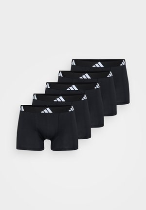 Boxer da uomo neri in tessuto elasticizzato, con un'ampia vita in elastico che presenta accenti di logo a tre strisce bianche. Confezione da cinque.