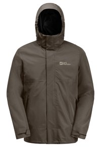 Jack Wolfskin LUNTAL - Regenjas - cold coffee