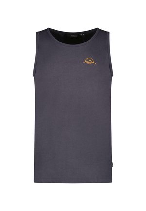 Grijze katoenen tanktop met een ronde halslijn en oranje logodetail op de borst. Eenvoudig design met een rechte snit en zonder mouwen.
