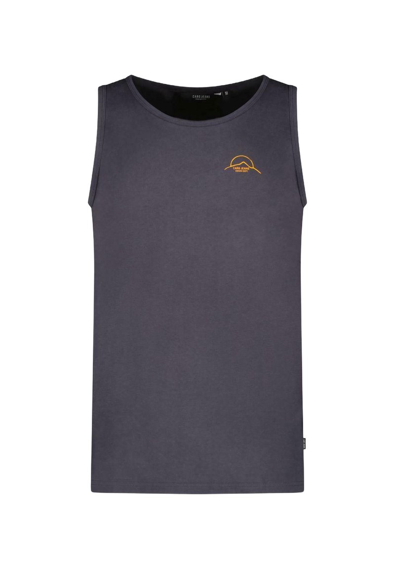 Grijze katoenen tanktop met een ronde halslijn en oranje logodetail op de borst. Eenvoudig design met een rechte snit en zonder mouwen.