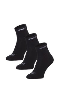 Chaussettes noires mi-mollet en tissu doux. Elles possèdent une bordure côtelée et un logo O'Neill blanc sportif. Vendu en lot de trois.