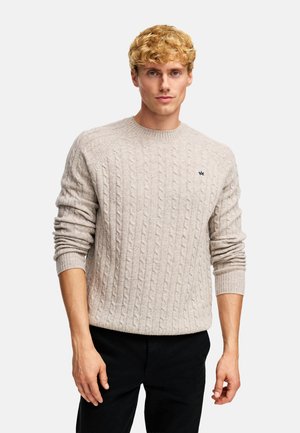 FLYNN CABEL CREW NECK - Striktrøje - stone mix