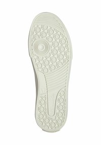 White rubber shoe sole with circular tread pattern, raised central dot, and textured grooves. Size 37 indicated on the side.