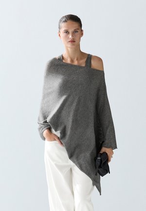 Massimo Dutti FINE KNIT WOOL BLEND CAPE - Cape - grey