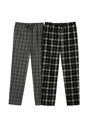 2PACK BRUSHED CHECKED - Nachtwäsche Hose - black mix
