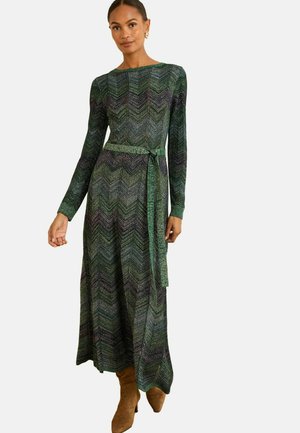 REGULAR FIT - WIDE NECK  - Strickkleid - teal blue chevron