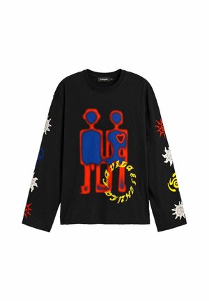 Desigual, T-SHIRT - PRINTED LONG SLEEVE T-SHIRT  . - Maglietta a manica lunga - black