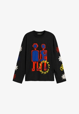 Desigual, T-SHIRT - PRINTED LONG SLEEVE T-SHIRT . - Maglietta a manica lunga - black