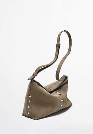 Massimo Dutti SPLIT WITH STUD DETAILS  - Borsa a tracolla - mottled brown