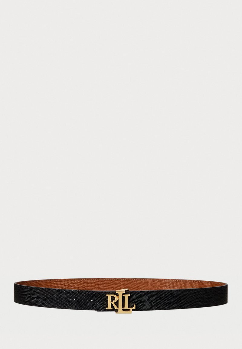 Lauren Ralph Lauren Logo Reversible Crosshatch Leather Belt - Josta - black/brown