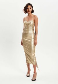 Liquorish FOIL EYELET  - Shift dress - gold