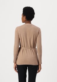 pure cashmere WRAP CARDIGAN - Kardigán - dark beige