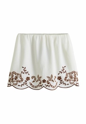 Next, REGULAR FIT - BRODERIE SKORT - Skort - white chocolate brown